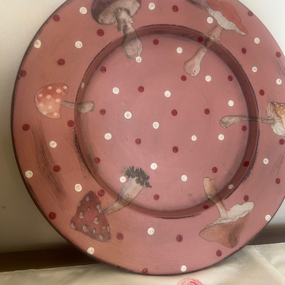 Pink Mushroom Decorative Plate